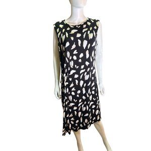 Hugo Boss Womens Black & White Sleeveless Midi Dress With Abstract Print XL EUC